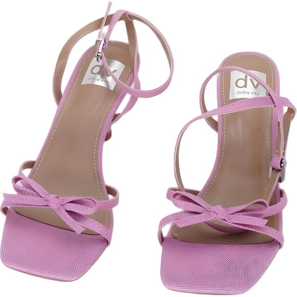 DV Dolce Vita Zidane Pink Linen Bow Ankle-Strap Sandals Women 6.5M - Picture 5 of 6